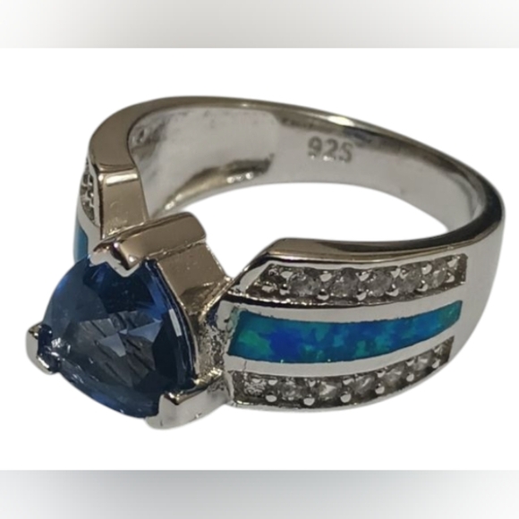 Ethically Sourced Silver Gemstone Wedding Rings For Women, Sz 6 - Picture 3 of 13